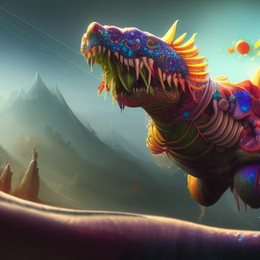 Elephant Eats Spider: Hyperrealistic Concept Art