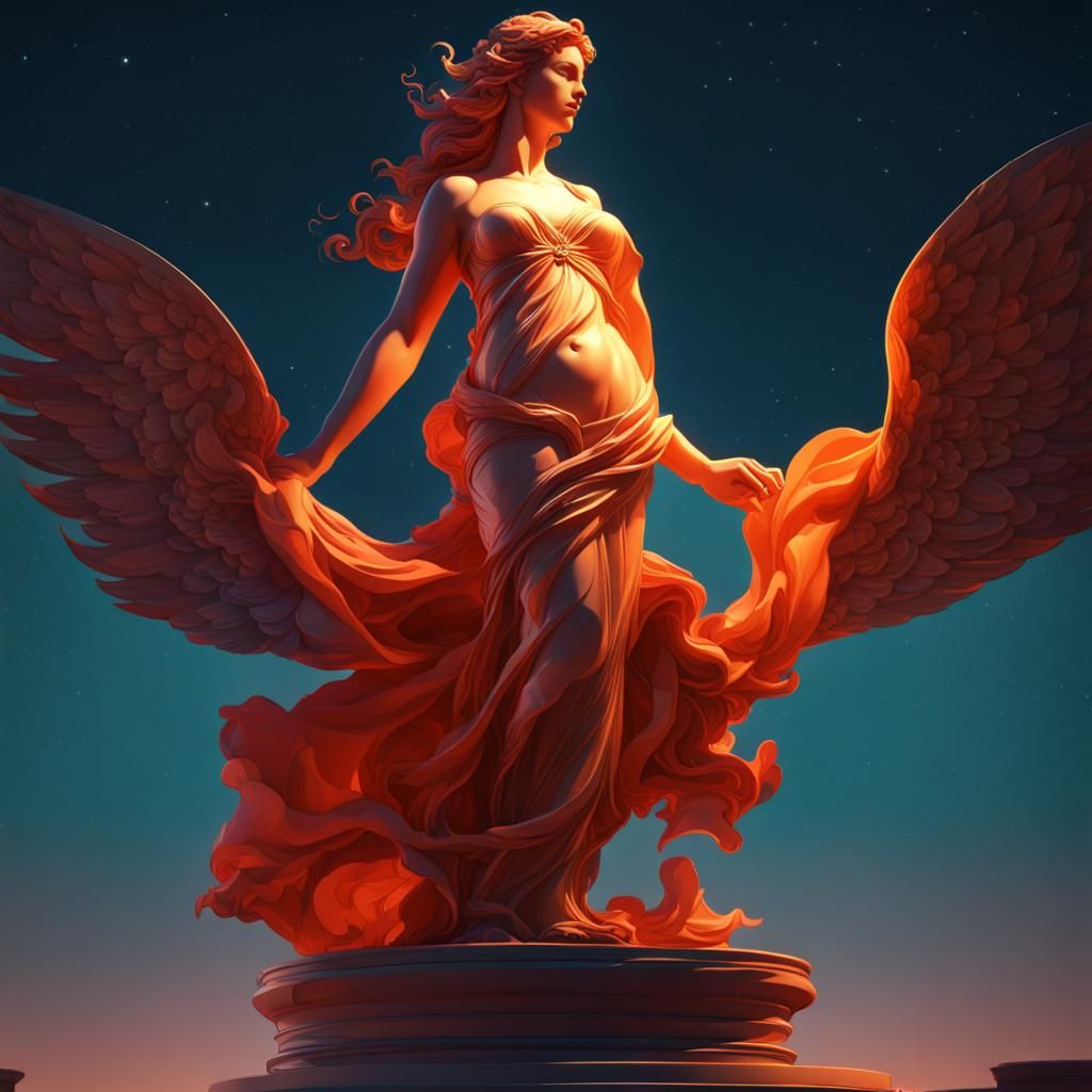 Aphrodite Statue Under Night Sky: Concept Art
