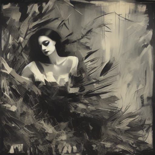 Charcoal Beauty in Forest of Black Light