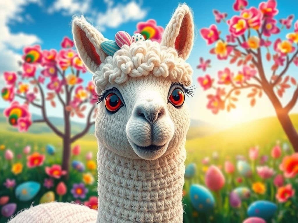 Gilded Easter Alpaca in Vibrant Rainforest