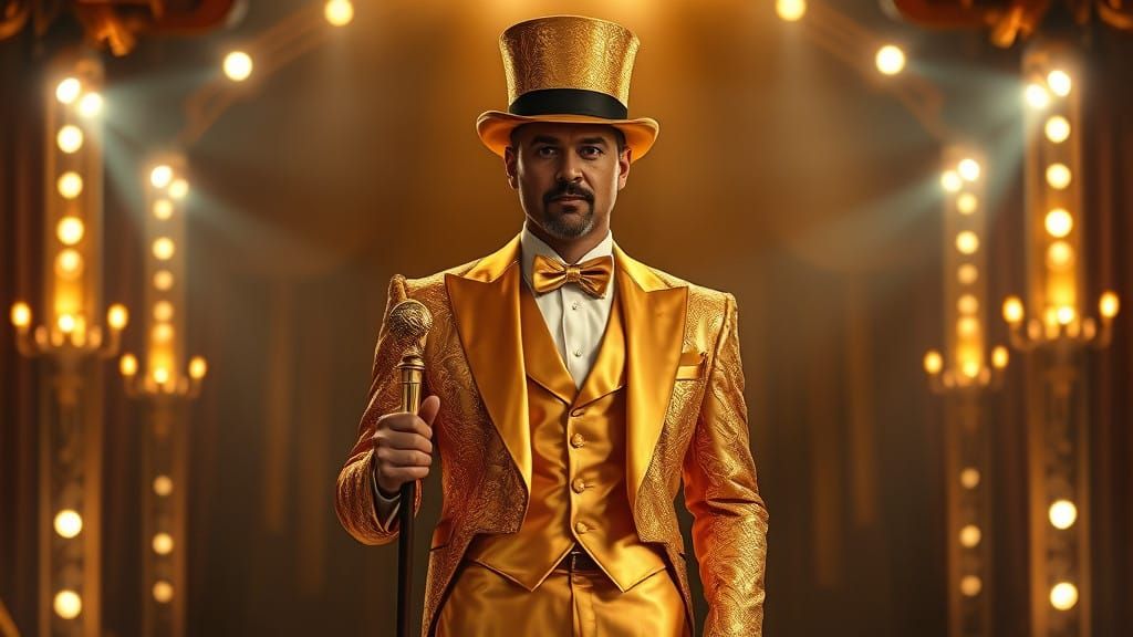 Tuxedo-clad Gentleman Dominates Luxurious Stage in Grand Dig...