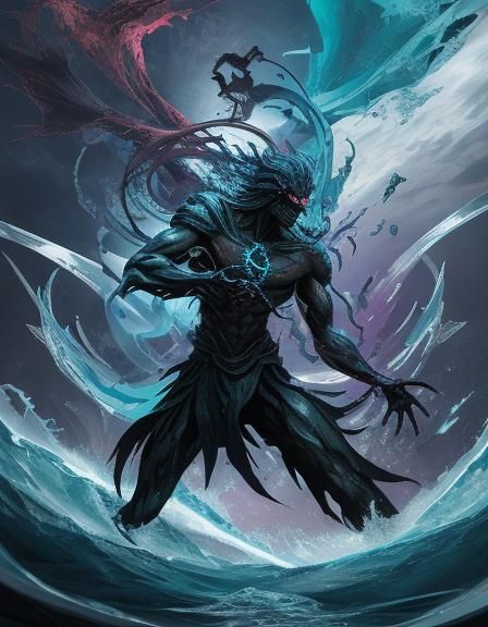action of ripping demon in half and drinking falling blood e...
