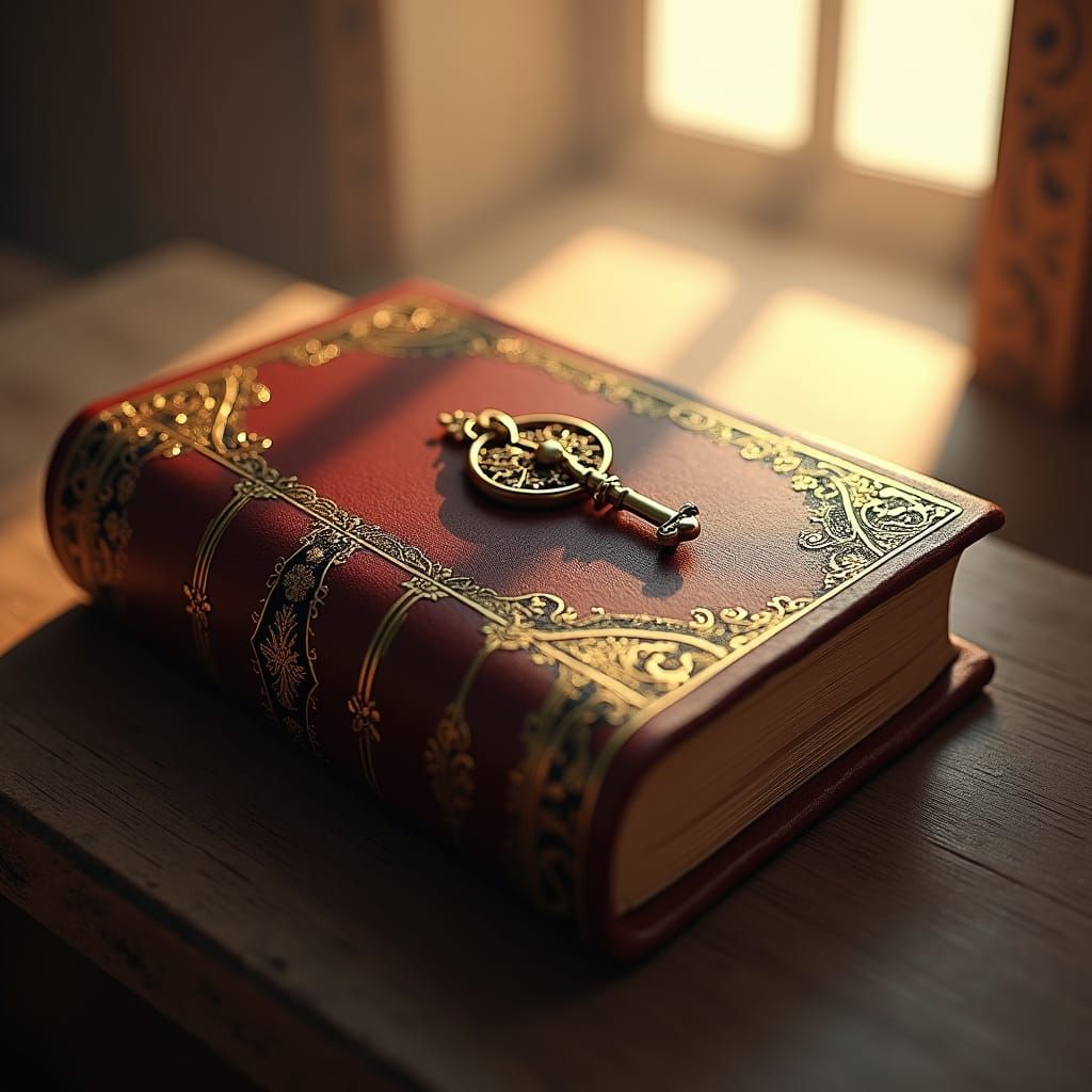 Ornate Bible with Ethereal Light, Detailed Matte Painting