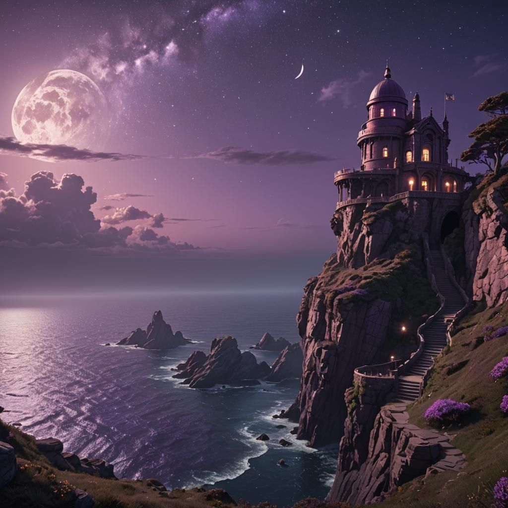 Fantasy Observatory Under Starry Night Sky