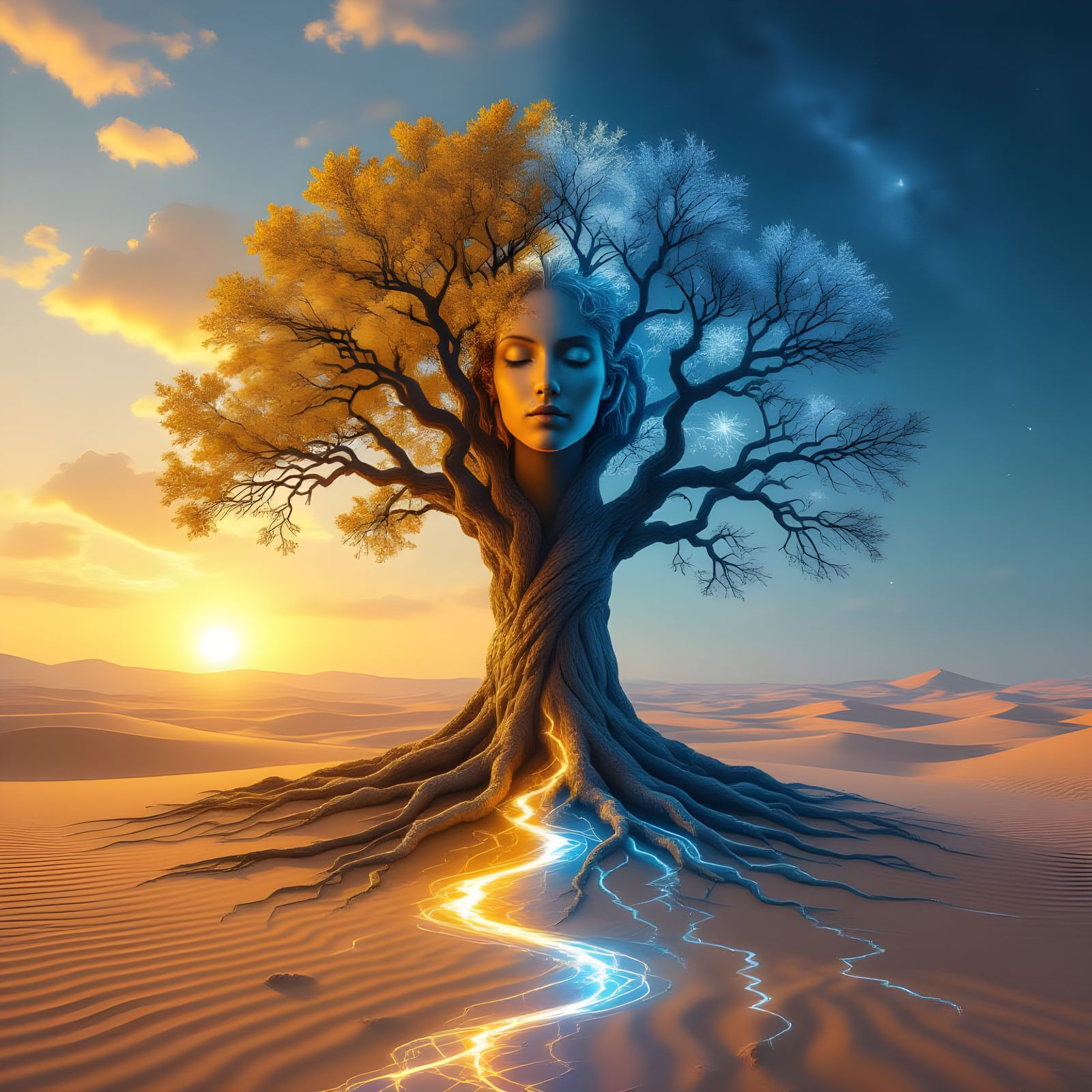 Surreal Tree of Light and Shadow