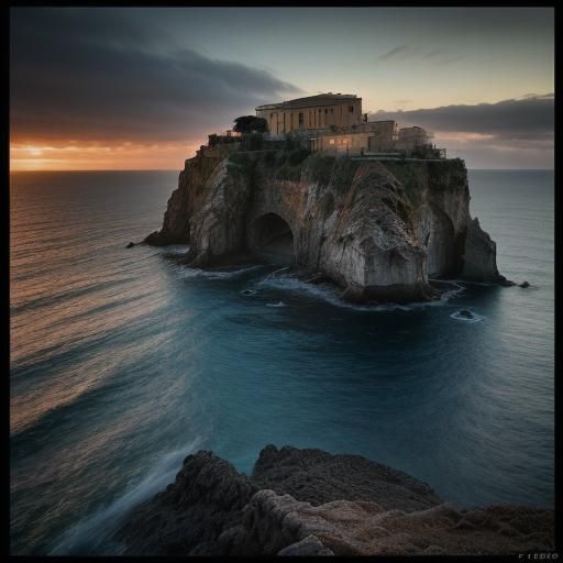 Albatross on Sicilian Coast at Sunset
