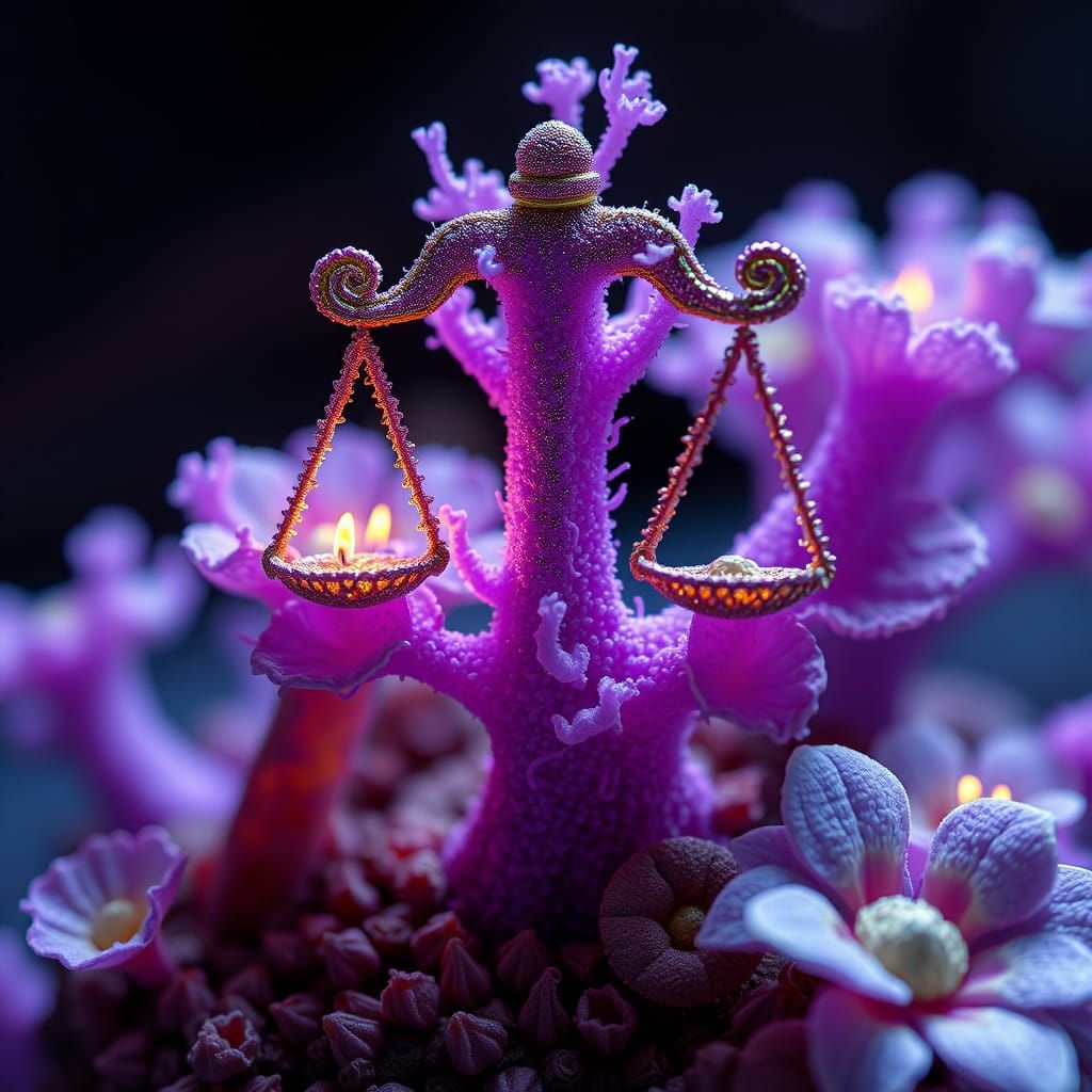 Libra Zodiac Scales in Lilac Embroidery