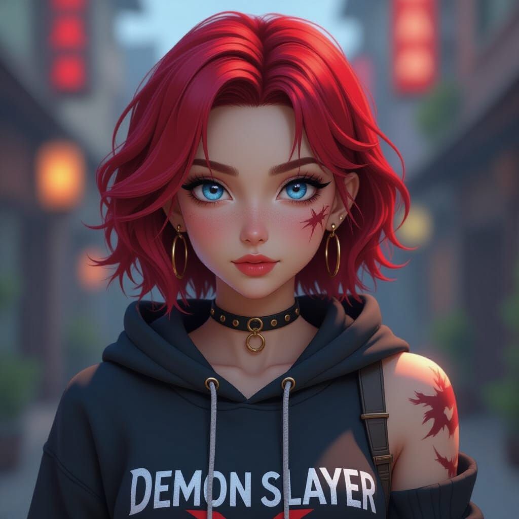 Anime Demon Slayer Warrior in Dynamic 3D Rendered Style