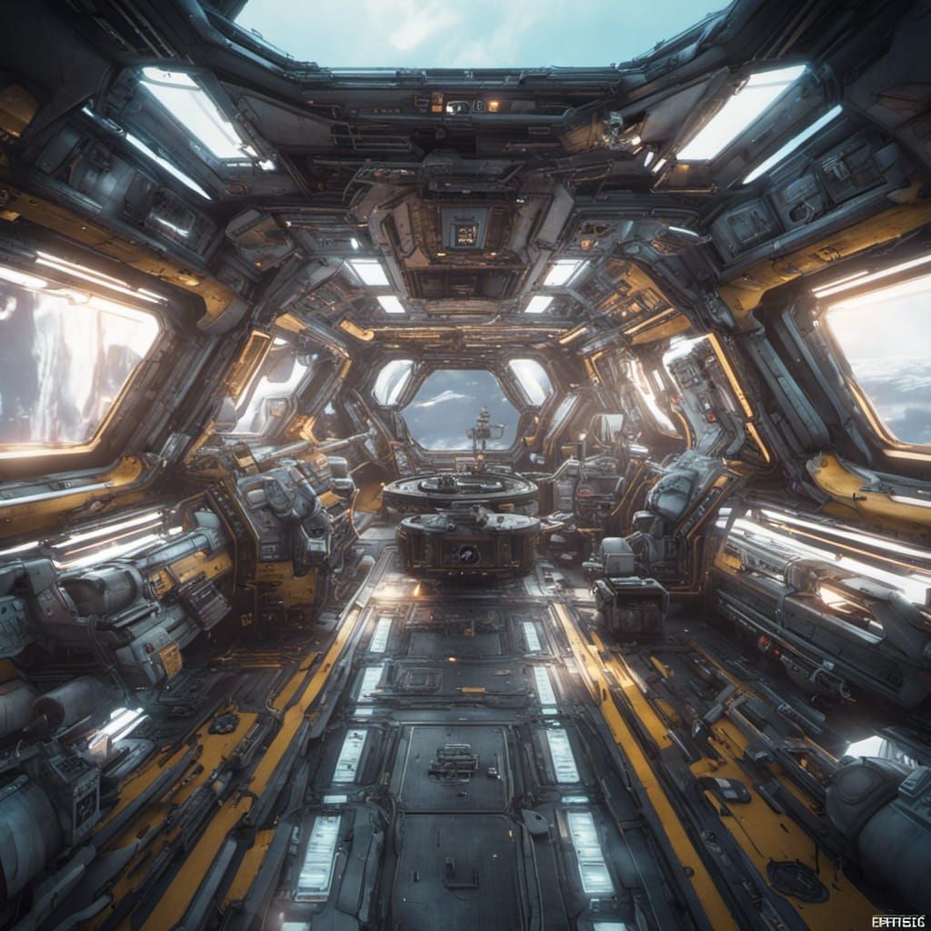 Junk Space Station in 3D Game Cinematic Style