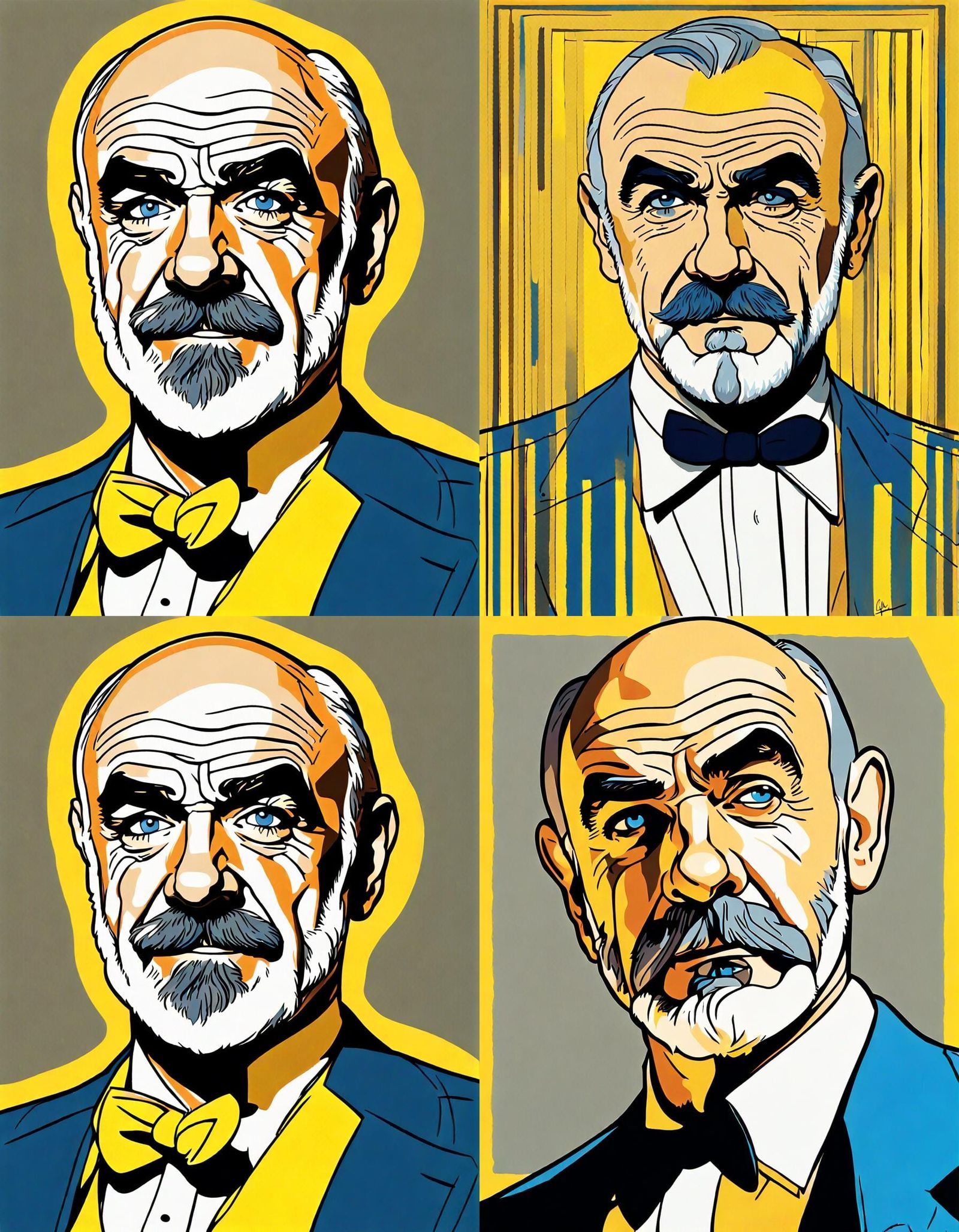 Sean Connery Pop Art Portrait in Graphic Illustration Style