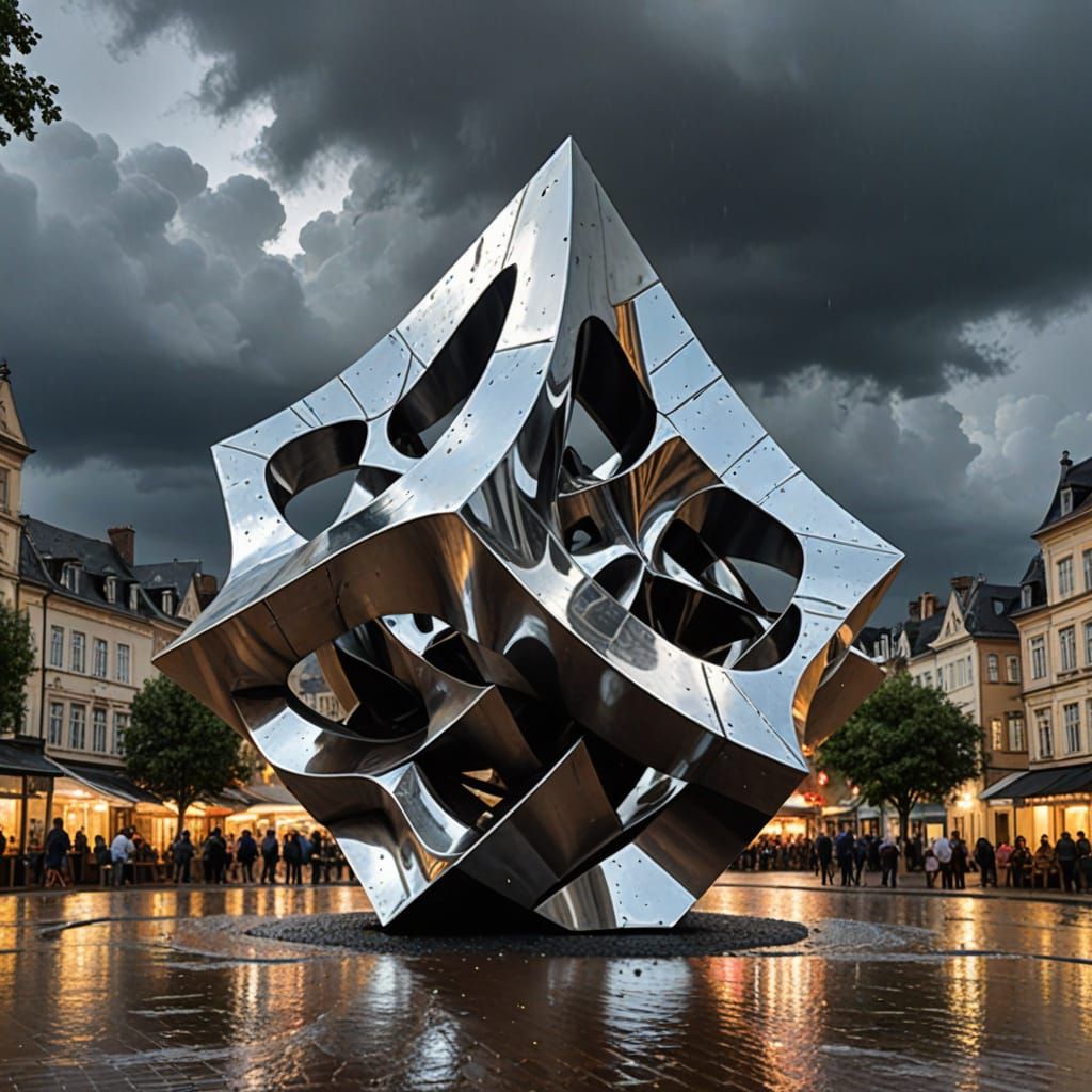Abstract Stainless Steel Sculpture on Market Square