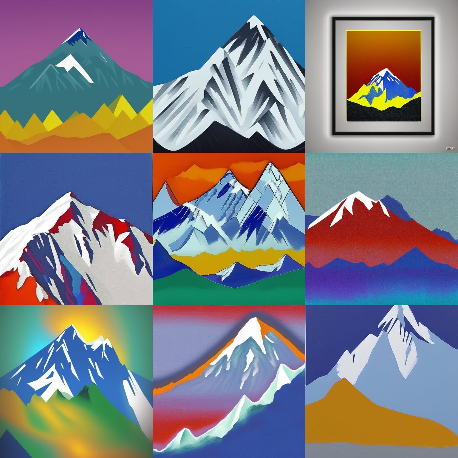 Abstract Mount Everest Artwork in Complementary Colors