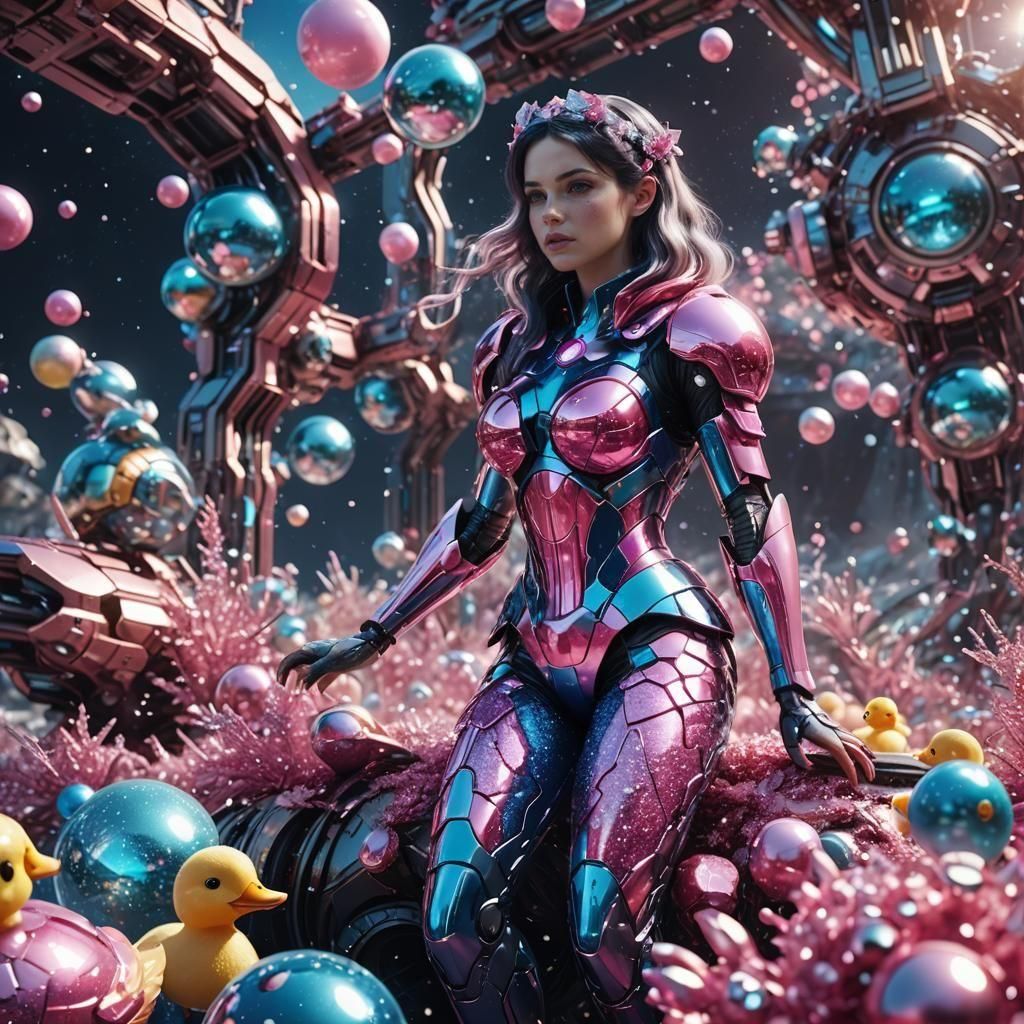Futuristic Space Mermaid Snow White in Sci-Fi Style