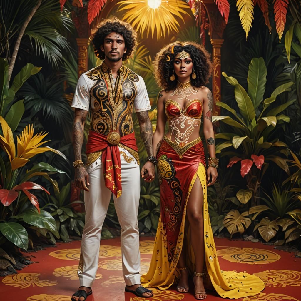 Couples in Traditional Dress with Body Paint