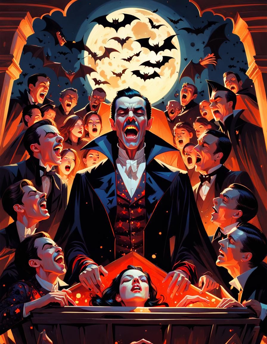 Dracula Awakens in Haunted Castle: Graphic Novel Style
