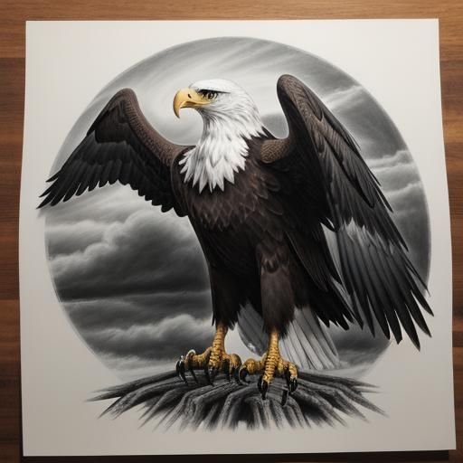 Hyperdetailed Charcoal Drawing of an Eagle