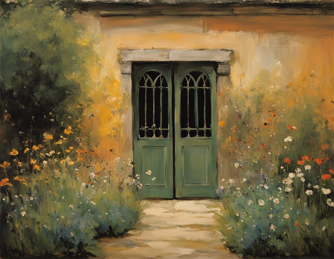 Enchanting Garden Scene in Soft Evening Light