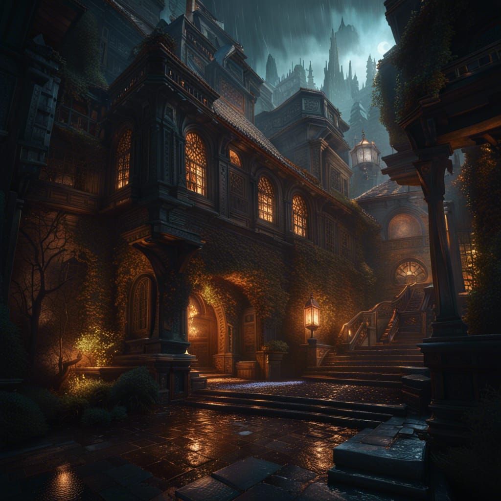 Volcanic Cityscape in Dark Fantasy Style