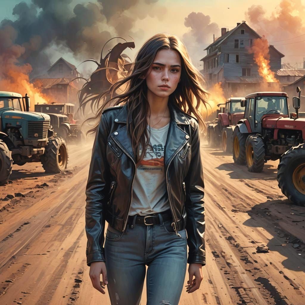 Detailed Portrait in Rural Landscape, Artstation Style