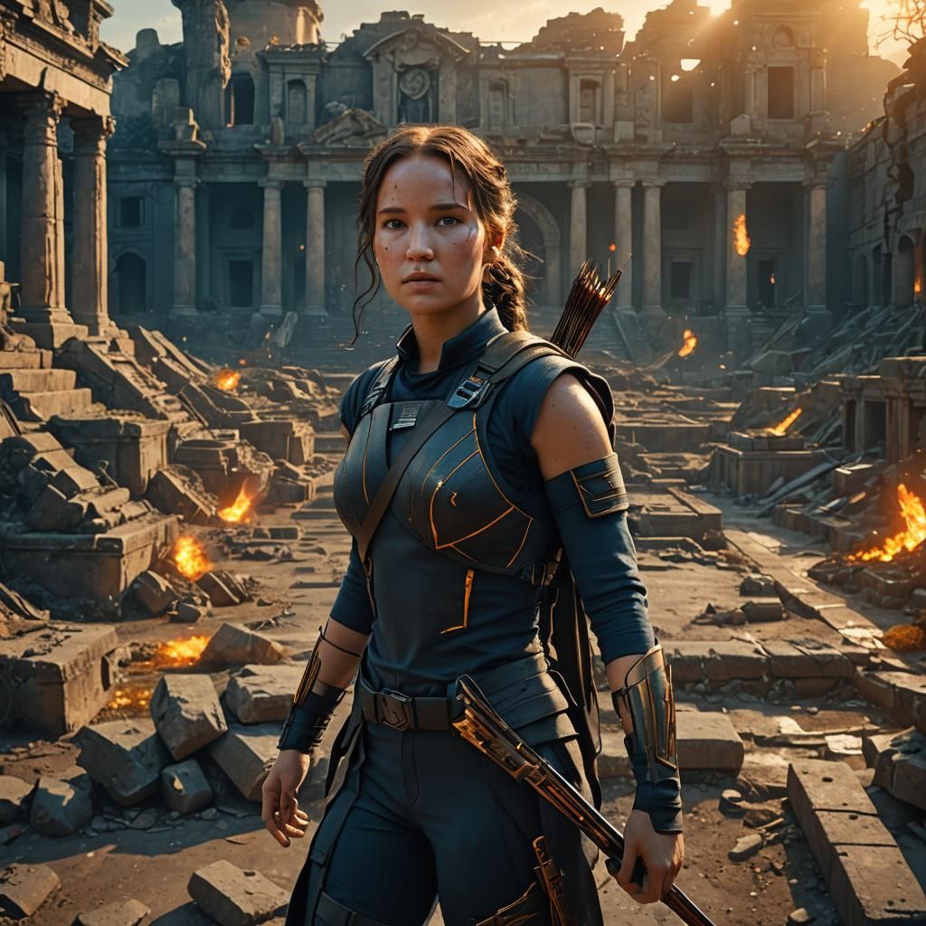 Katniss Everdeen in Dystopian Arena: Digital Matte Painting