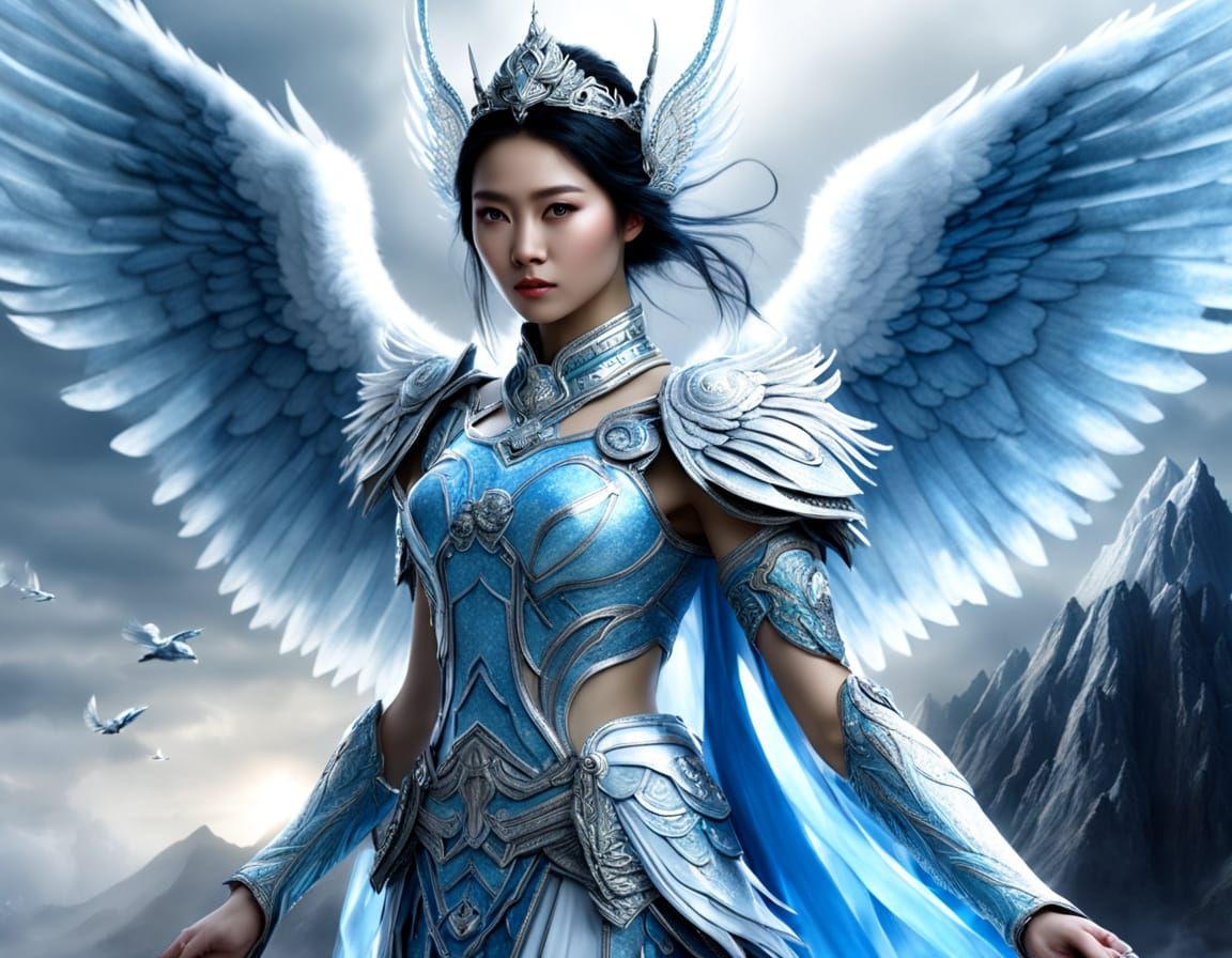 Ethereal Frost Angel with Majestic Wings