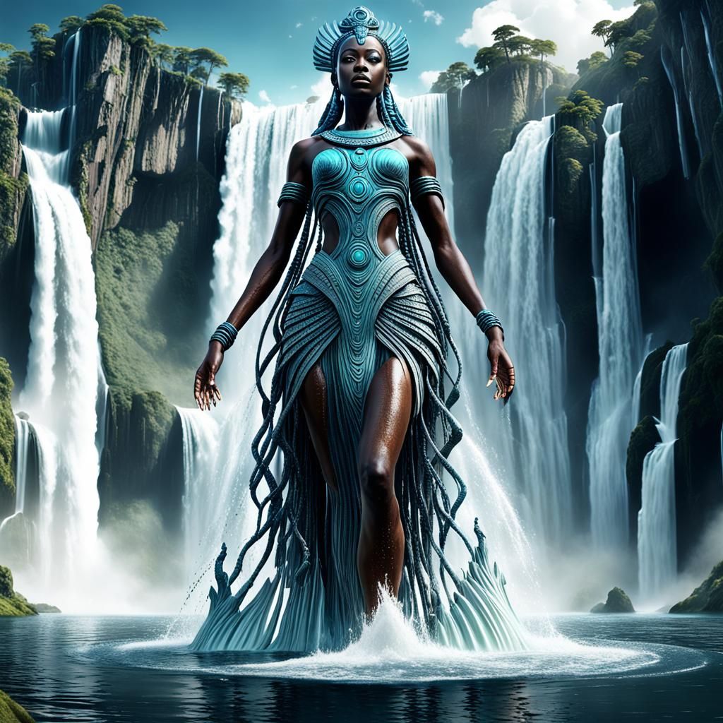 Afrofuturist Goddess Rising from the Waters