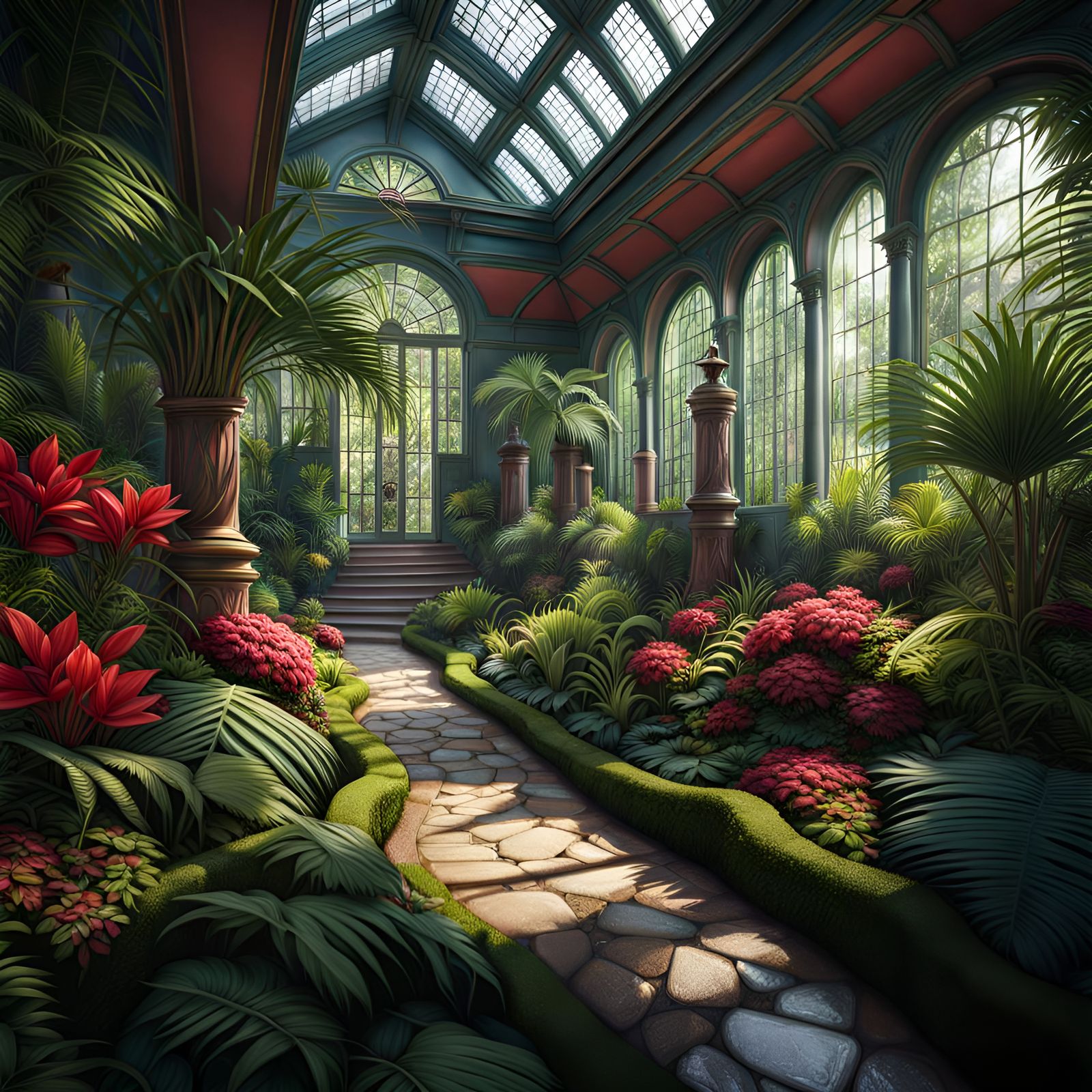 Victorian Botanical Garden Matte Painting