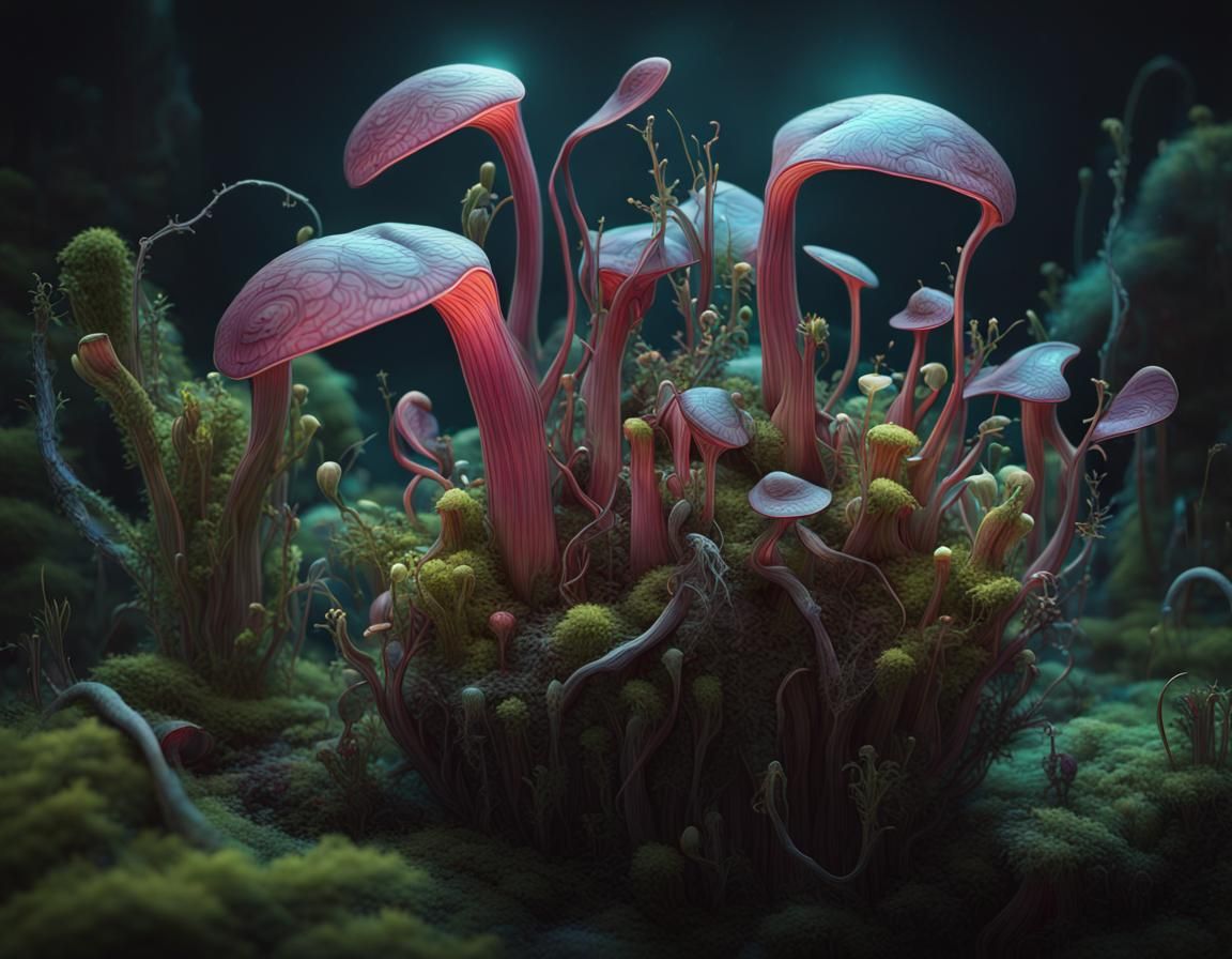 Bioluminescent Carnivorous Plant in Borderland Fantasycore S...