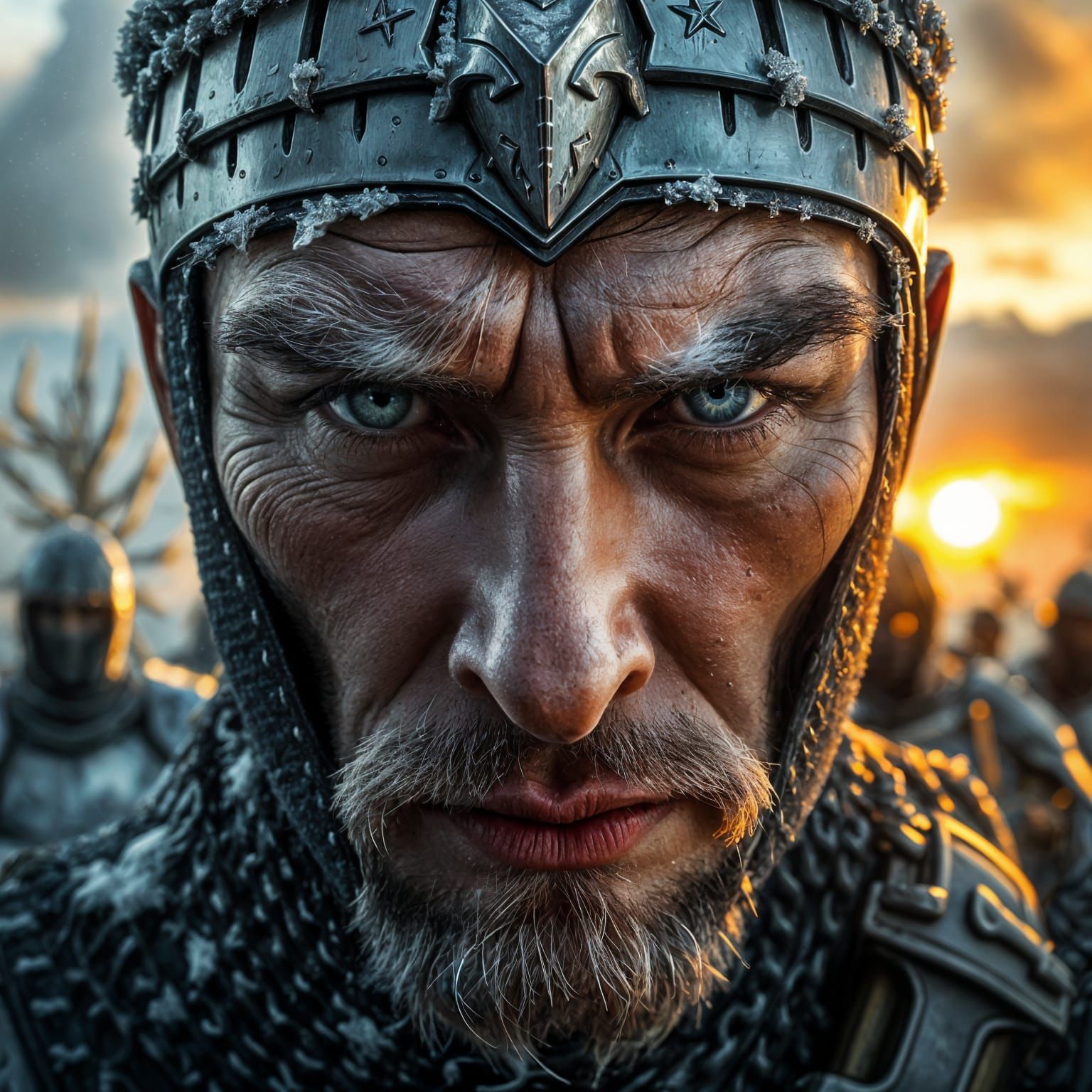 Determined Knight in Icy Battle Scene