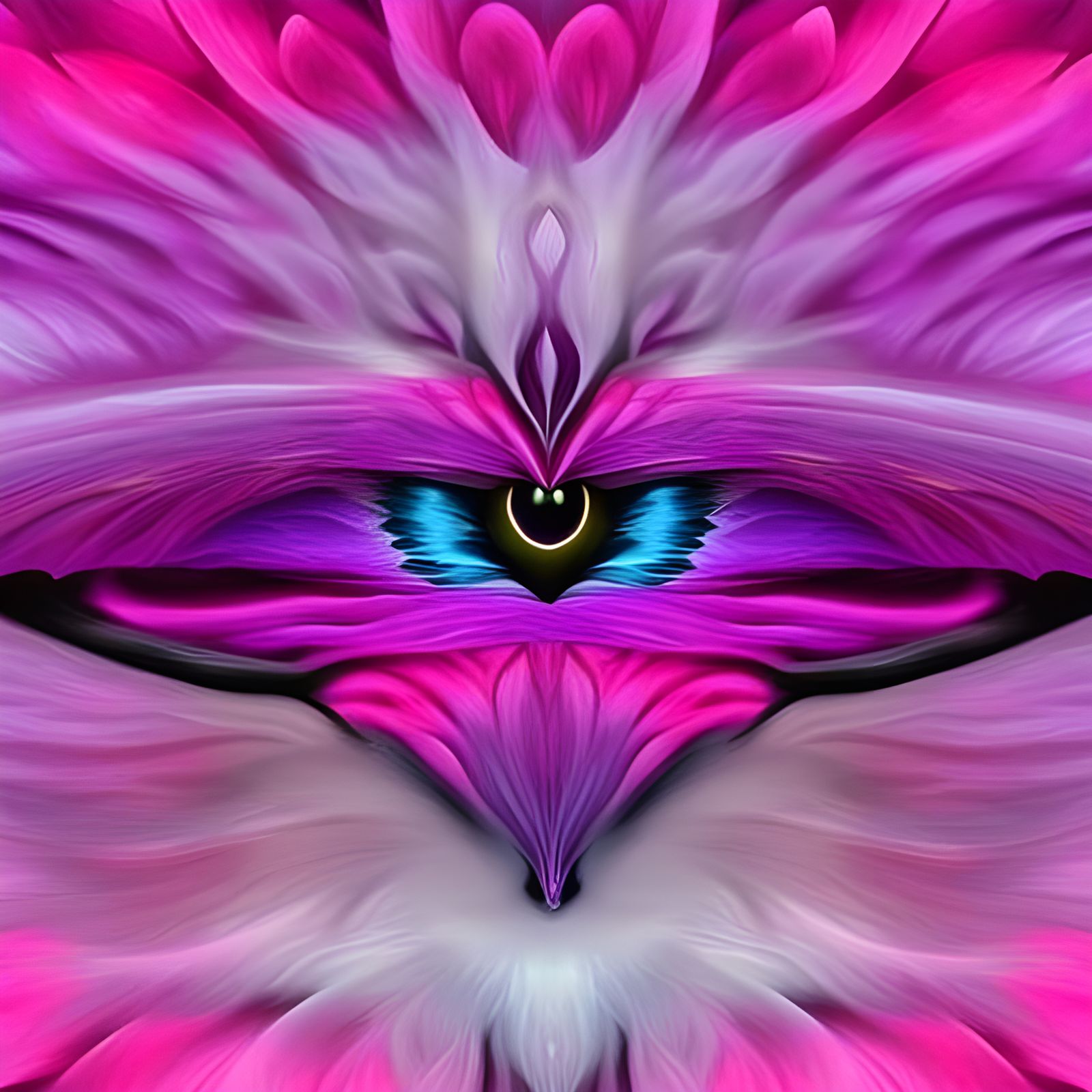 Symmetrical Flower Portal with Cat's Eye in Elven Landscape