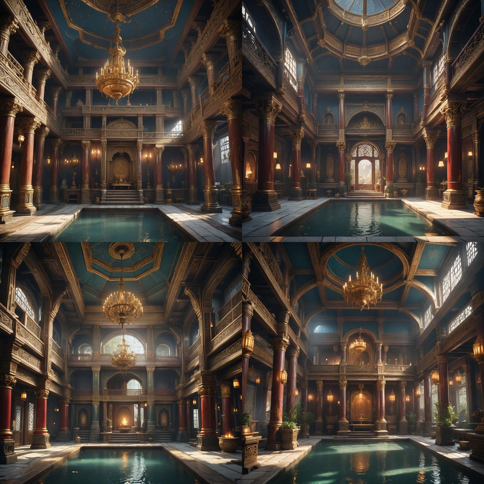 Royal Fantasy Bathhouse Interior in Detailed Matte Painting