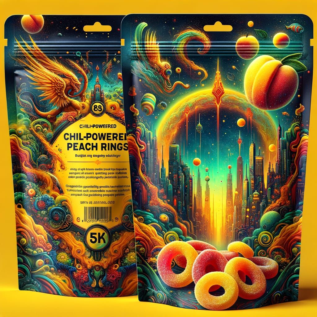 Fantastical Urban Design for Chili Peach Gummy Pouch