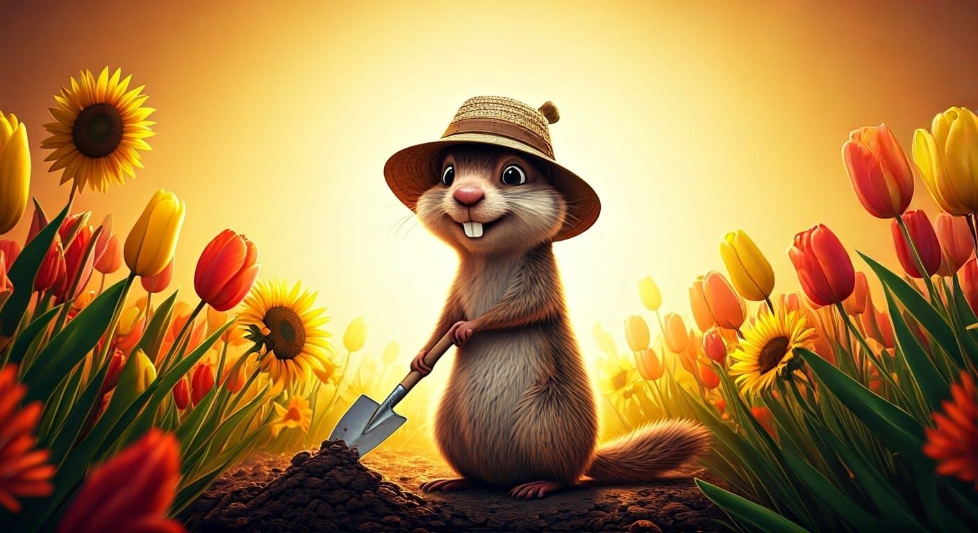 Vibrant Spring Garden Unearthed by a Whimsical Gopher