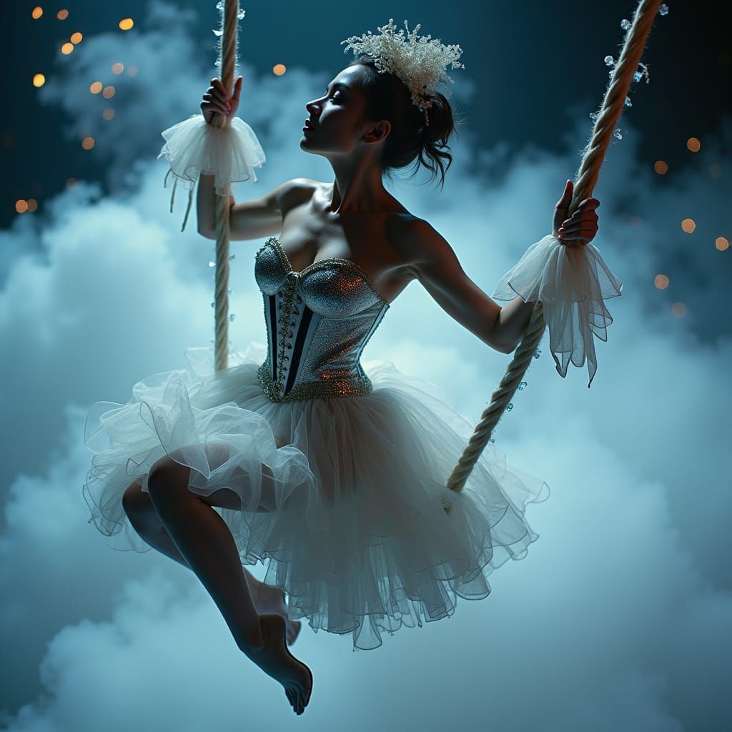 Ethereal Trapeze Artist in Cloud Arena