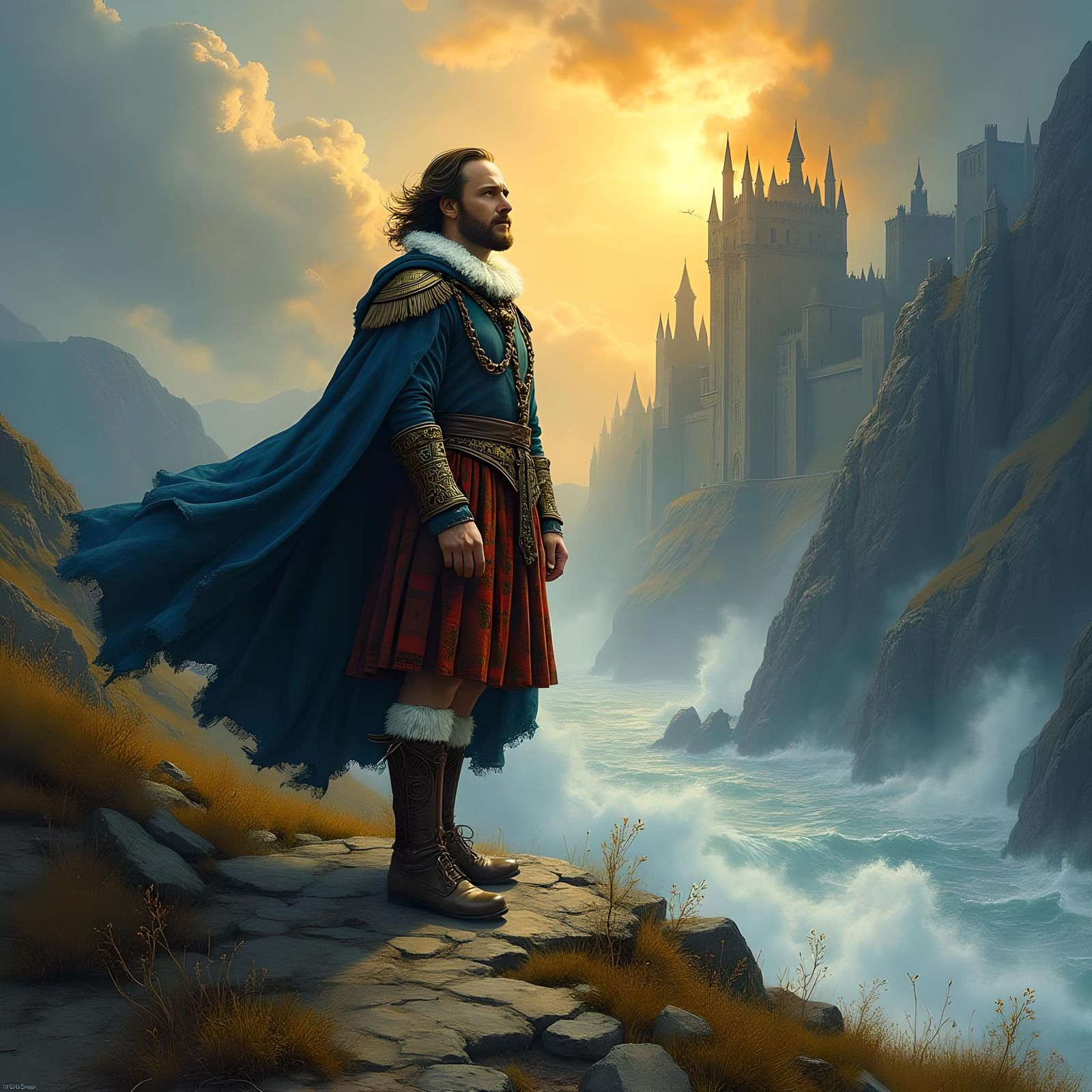 Celtic Hard Rock Album Cover in Gouache Style