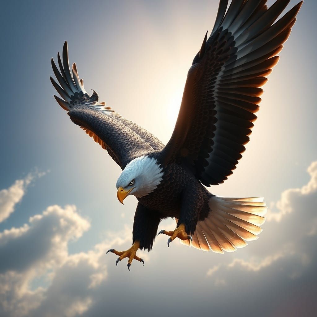 Regal American Bald Eagle in Vibrant Flight