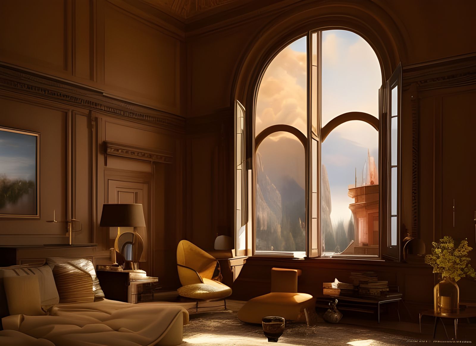 Golden Abstract Cycles: A Detailed Matte Painting