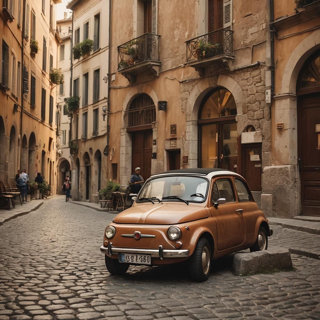 Fiat 500 in Vieux Lyon: Retro Automotive Photography