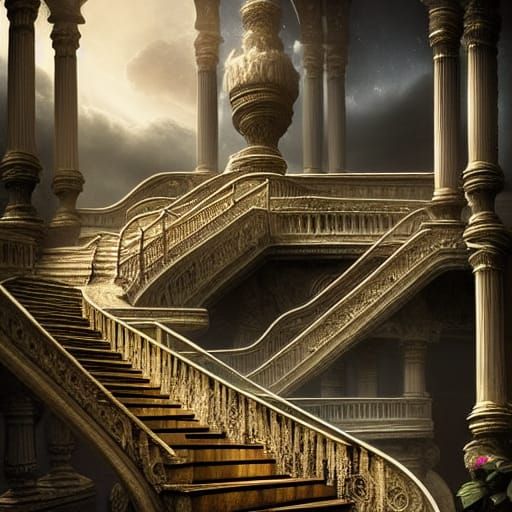 Epic Infinite Staircase in Digital Matte Painting