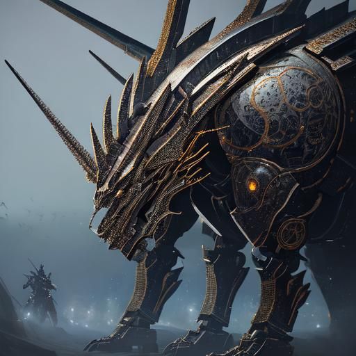 Metal Dragon Samurai in Sci-Fi Armor