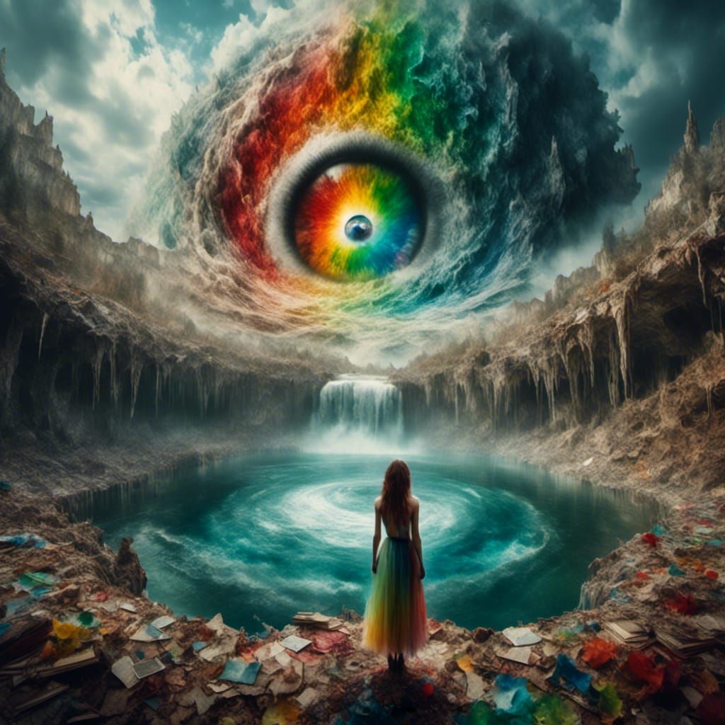 Rainbow Lake: Giant Eyeball Emerges in Dreamscape