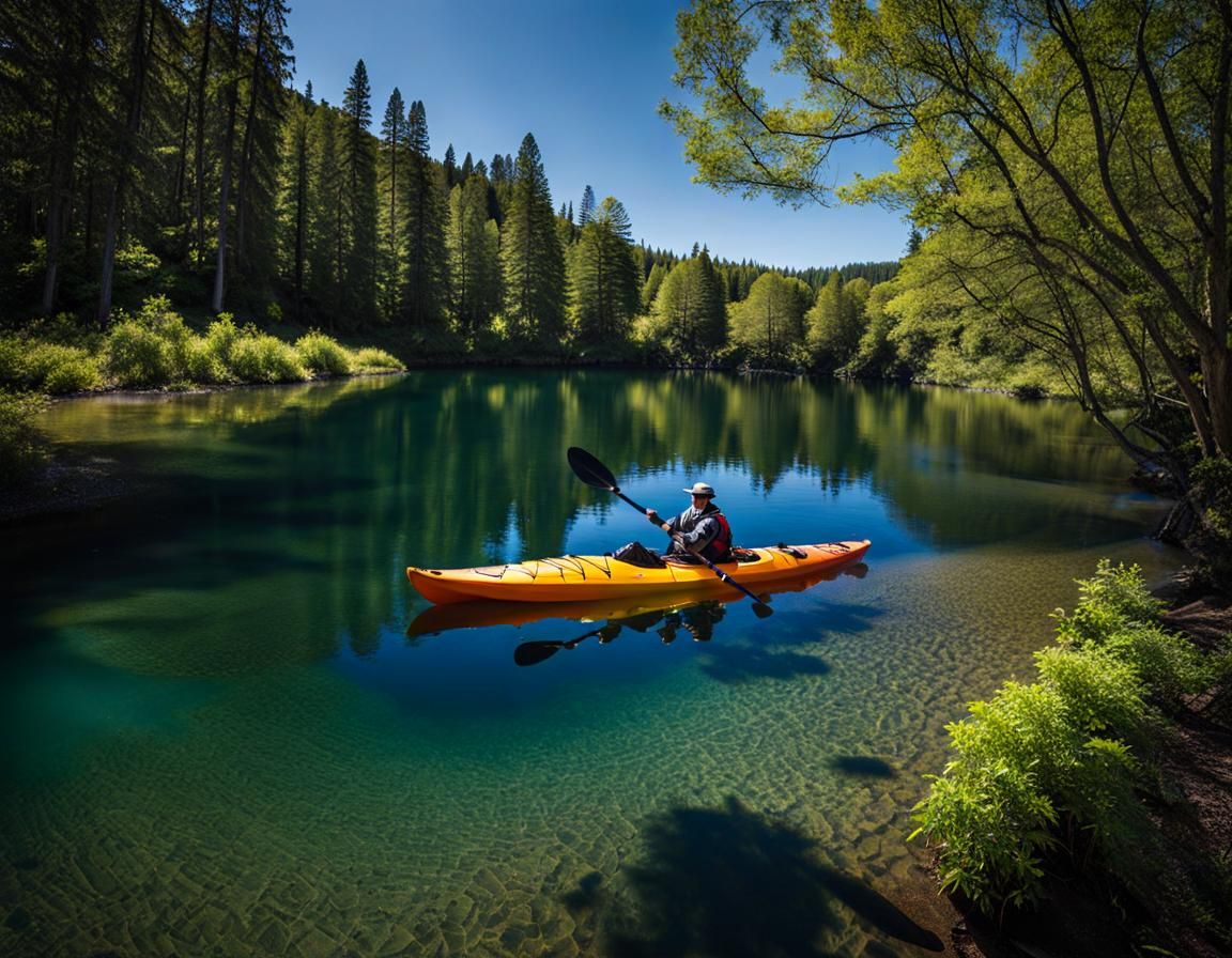 Kayak on Still Water: Minimalist AI Image