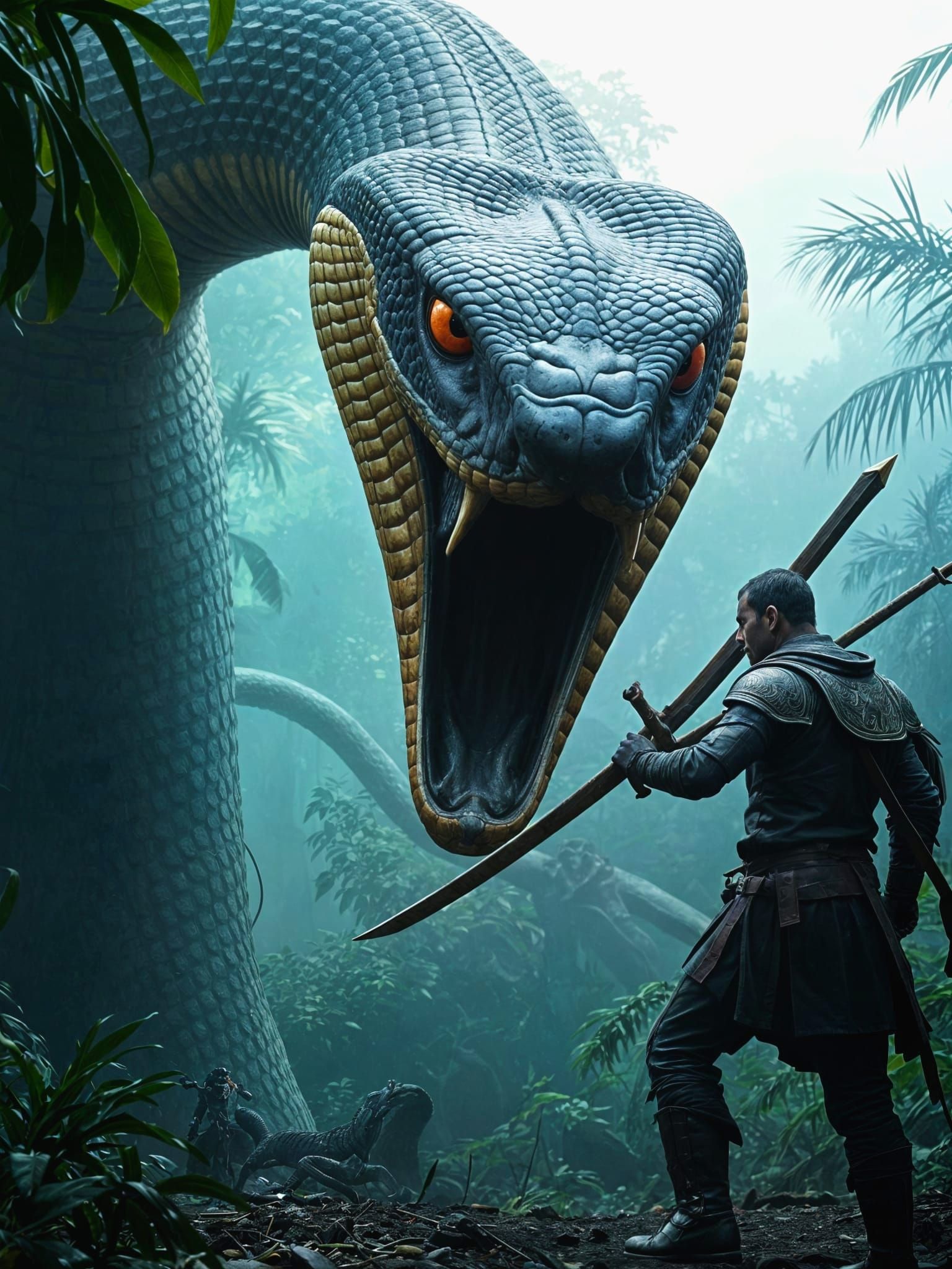 Hyperrealistic King Cobra Confronts Weary Warrior in Indian ...