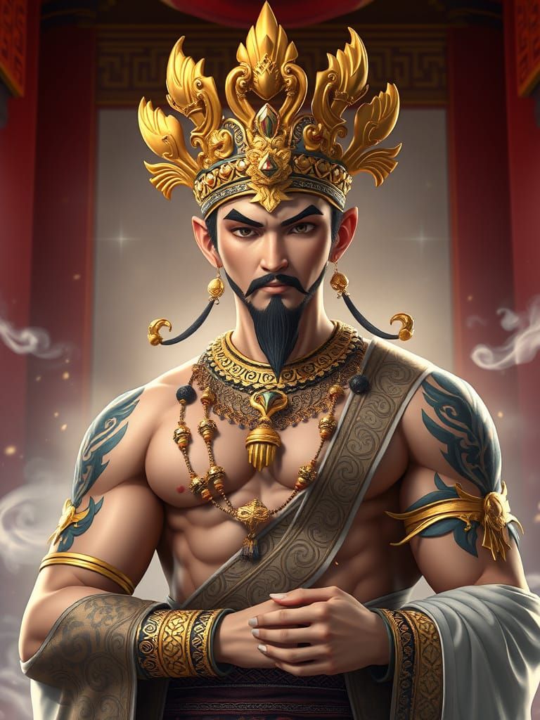 Regal Srivijaya King in Golden Splendor