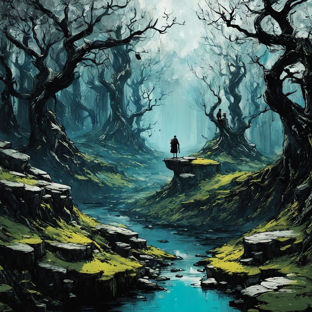 Epic Space Journey Novel Cover with Sculptural Sentries