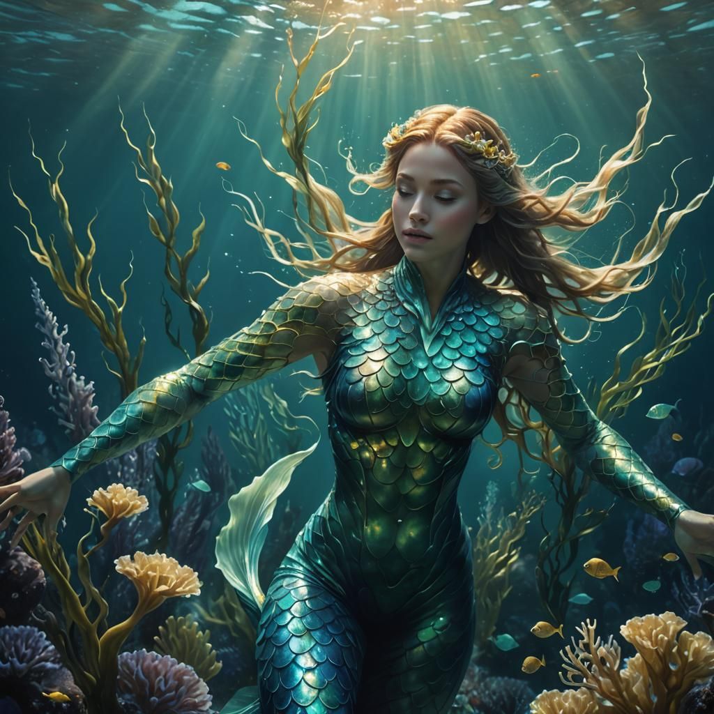 Majestic Sea Creature in Hokusai Style