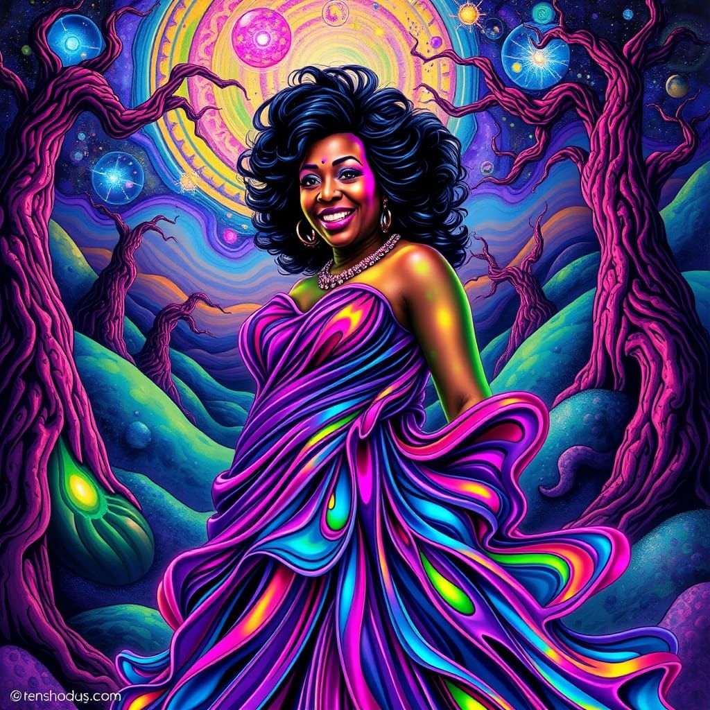 Psychedelic Aretha Franklin in Moebius Style Hieronymus Bosc...