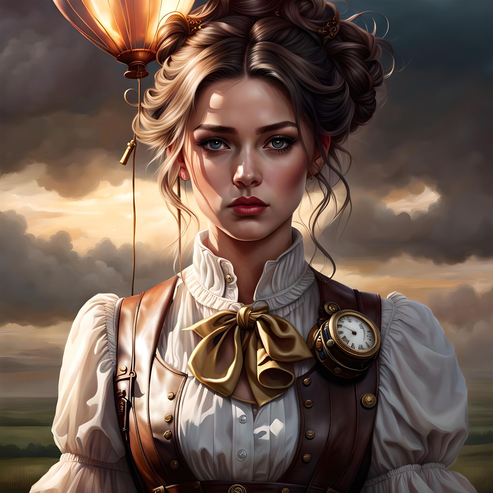 Steampunk Australian with Balloon: Photorealistic Portrait