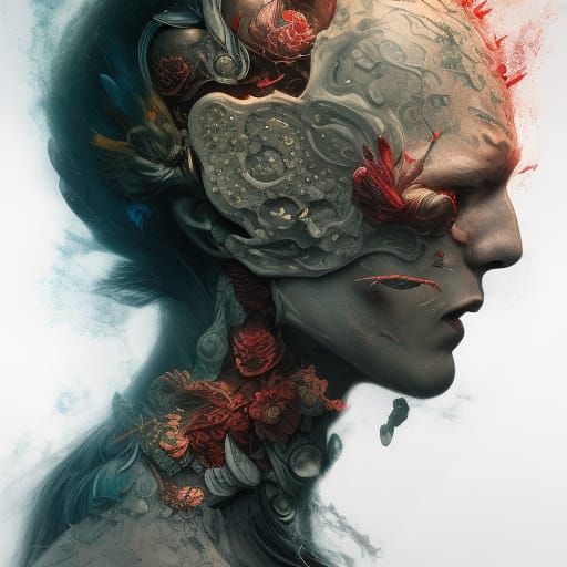 Dark Fantasy Warrior in Intricate Armor, Digital Art