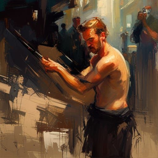 Dramatic Character in Impressionist Painting Style